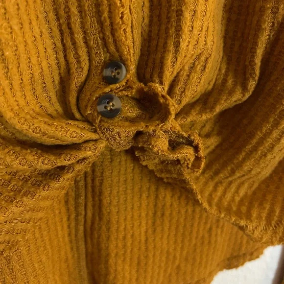 Urban Outfitters Out From Under Mustard Waffle Knit Twist Front Top - Picture 4 of 7